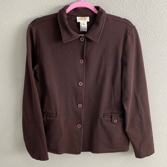 Talbots- brown button up overcoat- Size Large - Picture 1 of 6